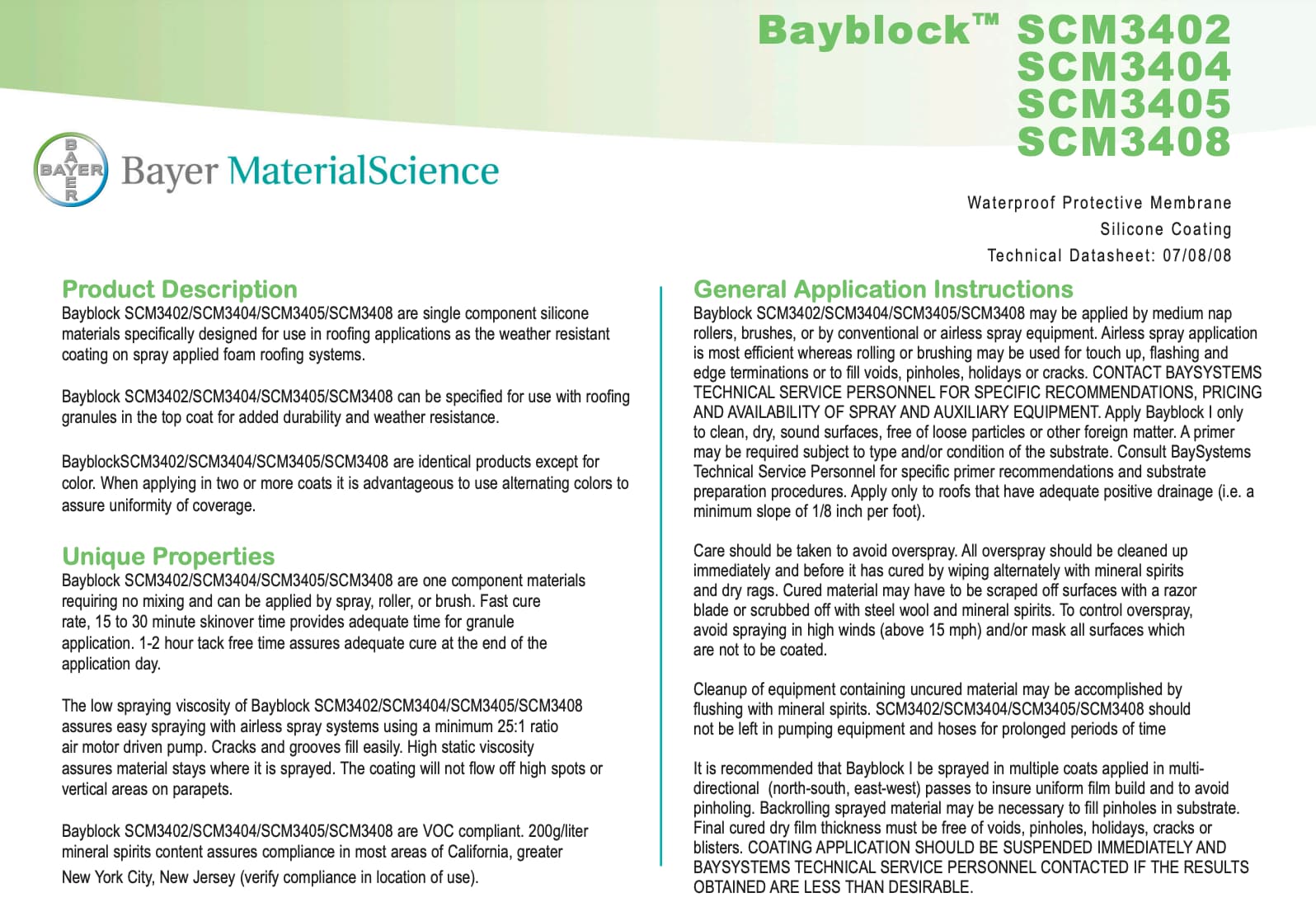 Bayblock scm 3402-3408 technical information cover photo