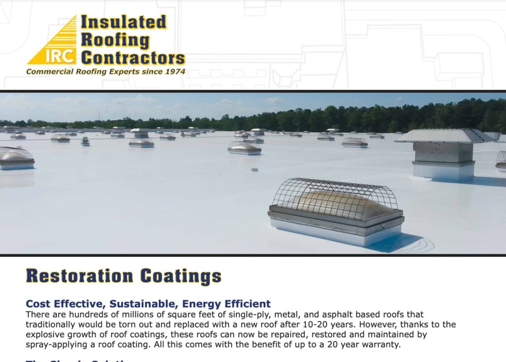 Restoration Coatings | IRC | Insulated Roofing Contractors