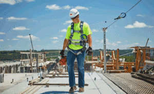 Safely Cleaning off Roof with Harness Tied Off